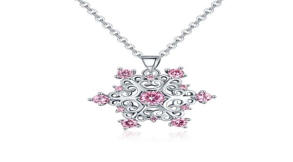 

crystal snowflake pendant necklaces jewelry lady women white gold plated diamond snow flake with link chain winter wonderland chri9667416, Silver