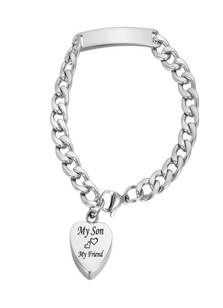 

personalized engraving my son my friend cremation jewelry ashes bracelet urn pendant memorial ash keepsake charms bracelet4554509, Silver