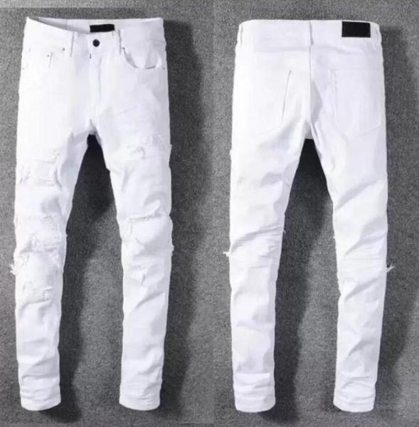 

luxurys designer mens jeans famous dasual design slimleg white embroidery snake motorcycle summer trousers pencil pantssize 29409691409, Blue