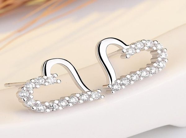 

v420 korean small earring fresh jewelry hypoallergenic cubic zirconia love heart s925 silver needles stud ear girlfriend gifts6187371