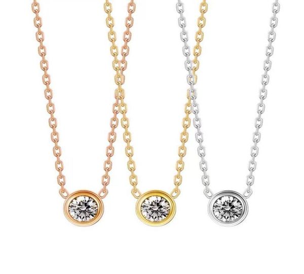 

designer necklace women chain single diamond pendant gold silver rose stainless steel never fade modern stylish womens necklaces2640266