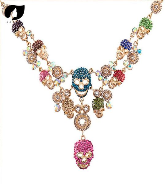 

2019 metal skull pendant crystal chokers skeleton necklaces for women039s fashion vintage imported female accessory j1907117073370, Silver