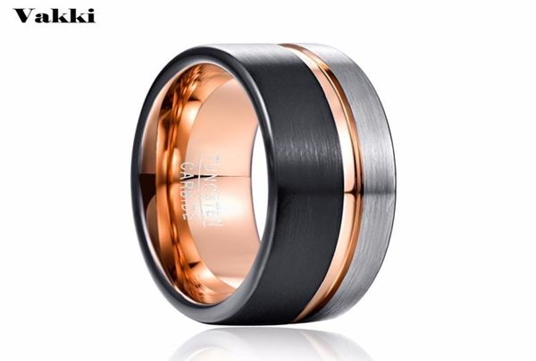 

vakki men 8mm tungsten ring black rose gold wedding band engagement ring men039s party jewelry bague homme2539123, Slivery;golden