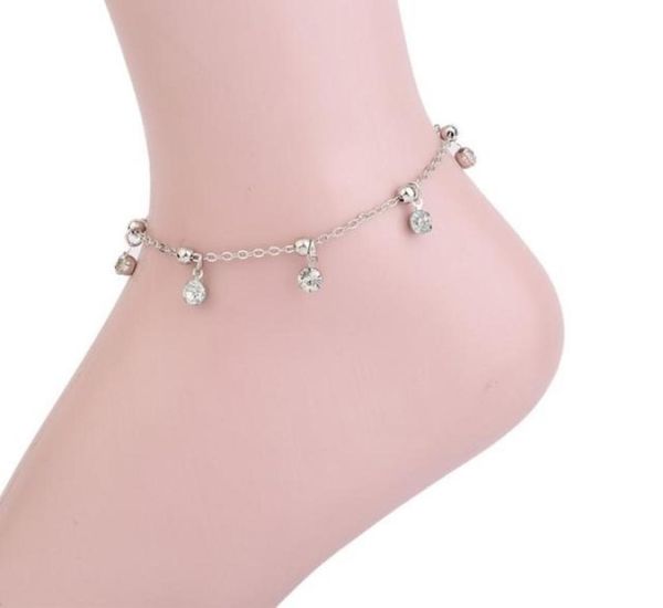 

ankle bracelets cz stone charm silver tone crystal inlayed multi layer anklets gothic foot chains ankle chain2649798, Red;blue
