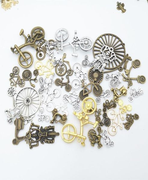 

200grams vintage silver color bronze gold bike bicycle charms antique alloy metal pendant for bracelet earring necklace diy jewelr7369906, Bronze;silver