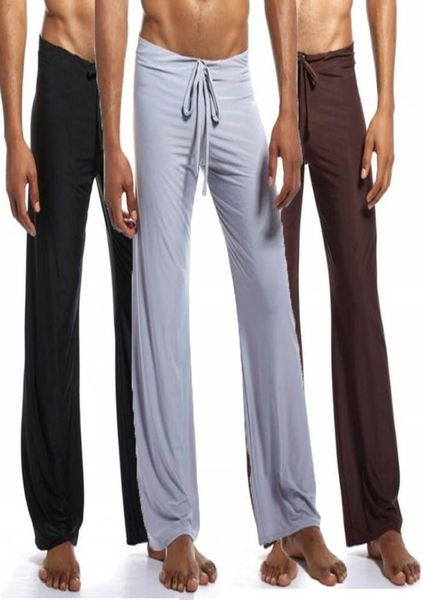 

mens ice silk pajama pants mens lounge pants men pyjama pants sleep bottoms home trousers male nightwear underwear big size9685577, Black;brown