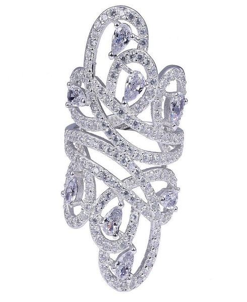 

engagement wedding jewelry 925 sterling silver ring finger shine gorgeous line wide simulated diamond rings for women6393176, Slivery;golden