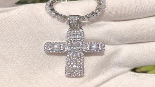

pendant necklaces hip hop bling zircon jesus cross necklace gold color chain for women men gothic jewlery accessories5419770, Silver