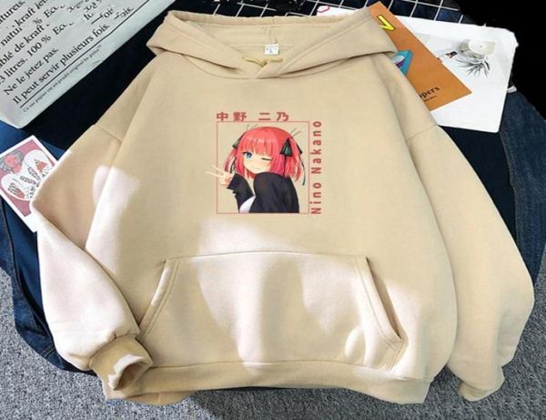 

men039s hoodies sweatshirts anime the quint quintuplets nino nakano print hoodie japanese style streetwear harajuku 4407572, Black