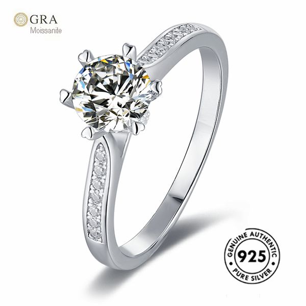 

italian ring design 1ct moissanite gra real solid 925 sterling silver costume jewellery ready to ship, Slivery;golden
