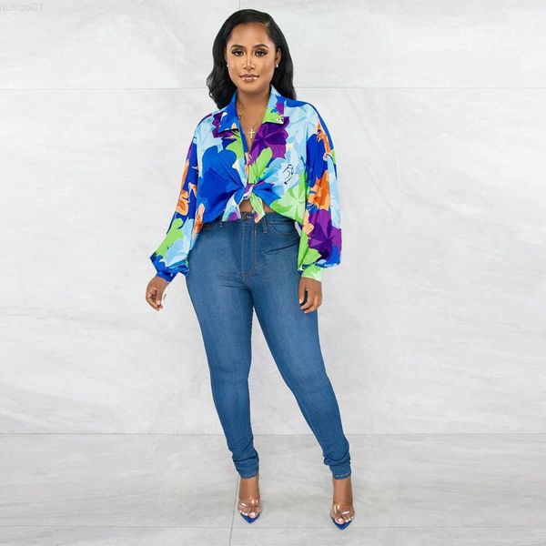 

women's blouses shirts fashion floral printed loose turn down collar blouses spring fashion women lantern long sleeves 2023 commute hig, White