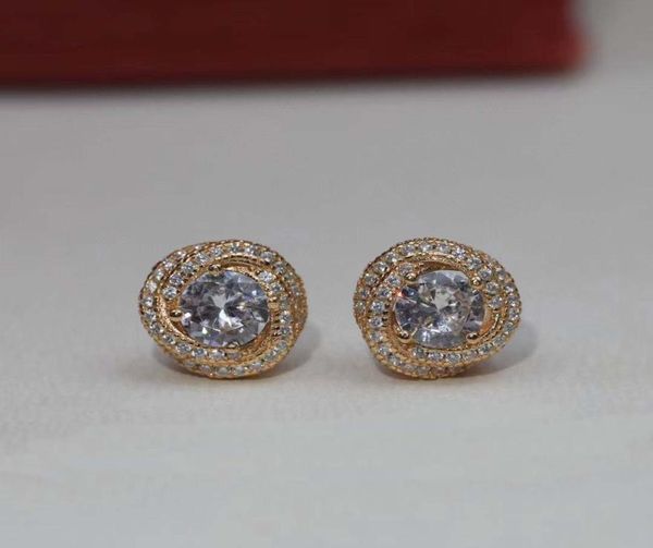 

s925 silver stud earring with all diamond in platinum and rose gold plated for women wedding jewelry gift have normal box packing 3185478