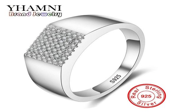 

yhamni original real solid 925 sterling silver ring luxury cz diamond man wedding jewelry rings engagement mjz0253302059, Slivery;golden