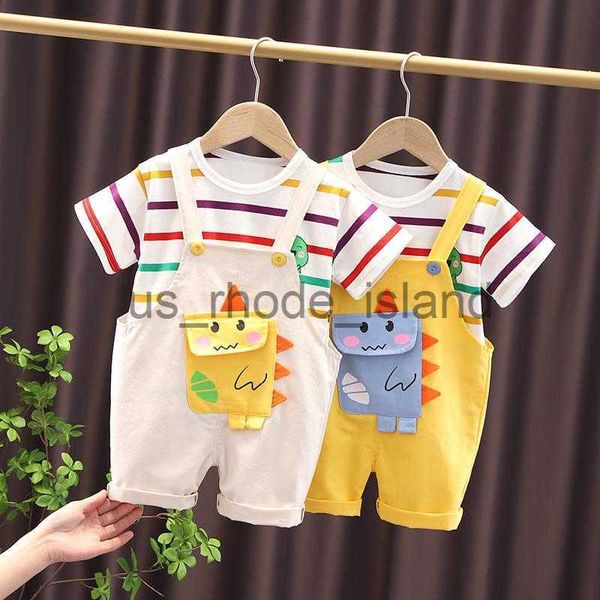 

clothing sets clothing sets baby boys set summer cartoon striped t-shirt overalls 2pcs outfits kids suit toddler infant casual clothesclothi, White