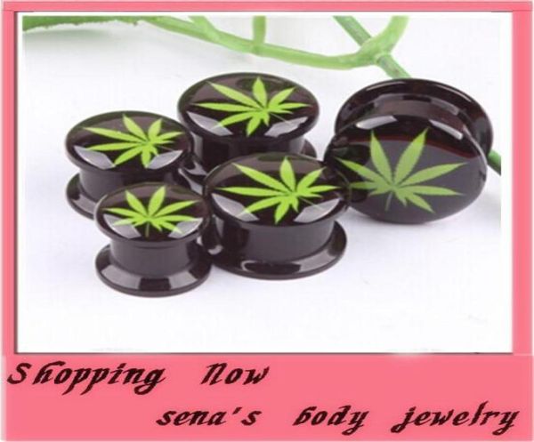 

new arrival leave logo flesh tunnel body jewelry fl16 ear plug wholes 64pcslot body piercing jewelry flesh tunnel ear plug tu1320124, Silver