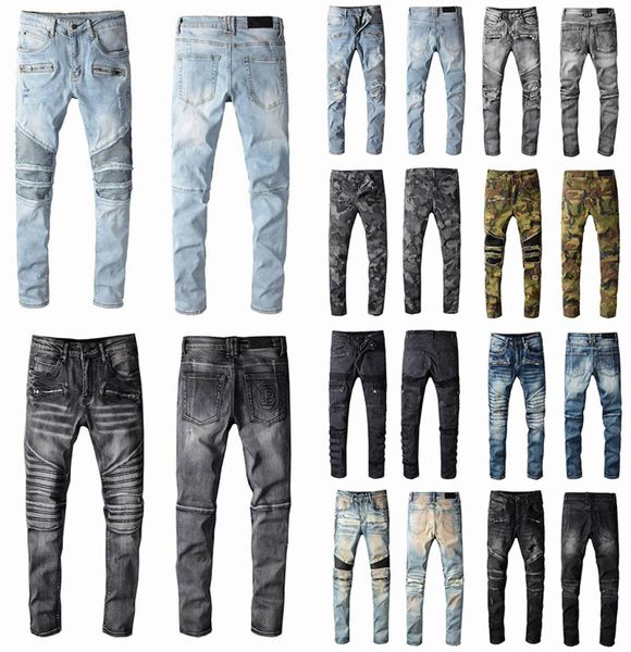 

jeans denim mens designer jean distressed ripped biker motorcycle bikers denim for men s fashionable and slim fit mans black pants2817563, Blue
