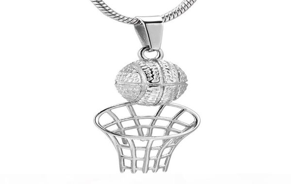 

player's necklace memorial 316l stainless steel basketball cremation pendant with chain funeral urn keepsake jewelry for human8917252, Silver