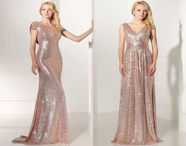 

sequined bridesmaid dresses v neck mermaid maid of honor wedding guests gowns plus size custom made party dress9067182, White;pink