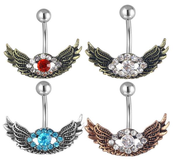 

d0736 wing belly navel stud mix colors0123456789102669457, Silver