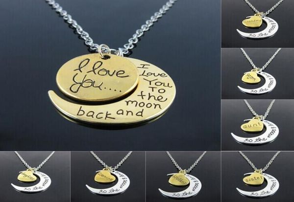 

moon necklace i love you to the moon and back for mom sister family pendant jewelry fashion necklace link chain valentine039s g5189191, Silver