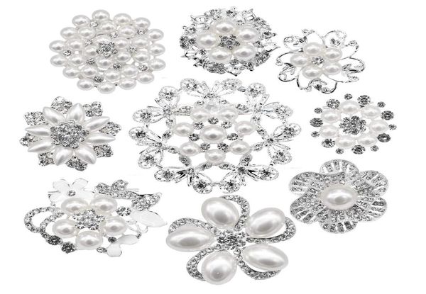 

pins brooches siertone rhinestone big pearl crystal wedding bouquet kit set whole lot fashion women girl flower clear brooch d1691108, Gray