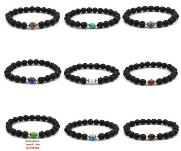 

10 colors natural black lava stone beads elastic bracelet essential oil diffuser bracelet volcanic rock beaded hand strings9758441