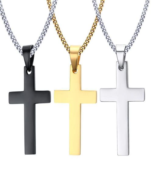 

mens stainless steel cross pendant necklaces men s religion faith crucifix charm titanium steel chain for women fashion jewelry gi6883613, Silver