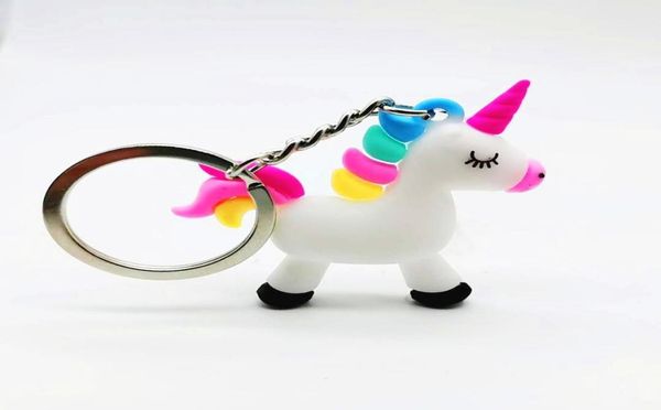

by dhl 100pcslot 2020 pvc silicone unicorn keychains lovely rainbow unicorn keyrings gifts8935006, Slivery;golden