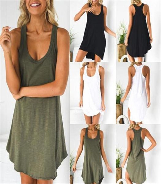 

casual dresses 2021 spring and summer explosions net color uneck sleeveless slipon dress home short7511676, Black;gray