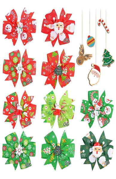 

3 inch baby girl hair clips bows children grosgrain ribbon bows with clip pinwheel hair clips christmas snowman snowflake cartoon 8599184, Golden;silver