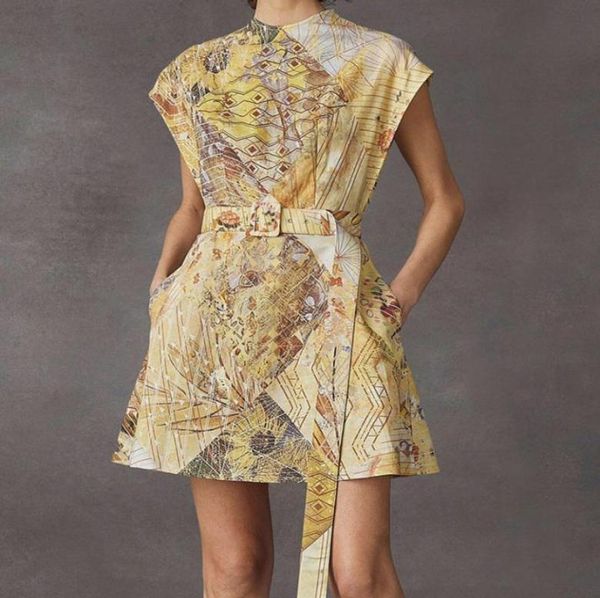 

2022 spring and summer new pure cotton sleeveless printed short dress9632409, Black;pink