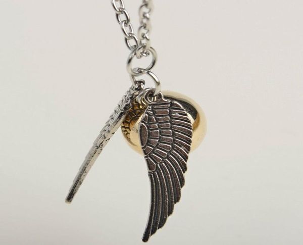 

new style silver wings snitch gold necklace pendant golden whole6433828