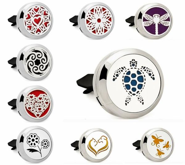 

tortoise butterfly magnet 30mm stainless steel car diffuser locket aromatherapy essential oil perfume locket vent clip for car 10 5288295, Silver