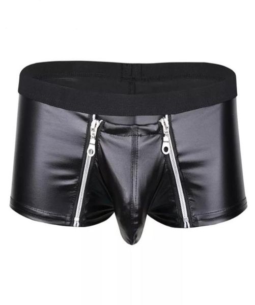 

underpants mens leather lingerie open crotch short pants for bulge pouch sexi soft latex fetish boxer crotchless underwea9427962, Black;white