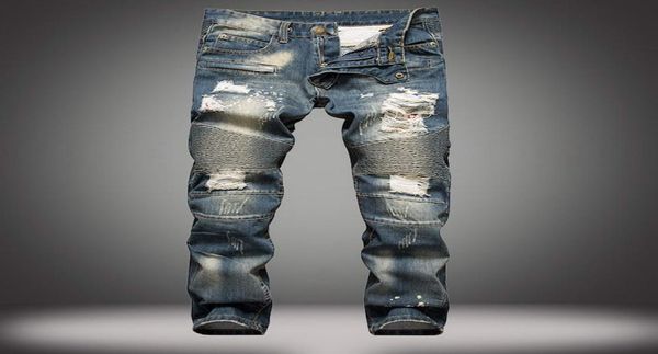 

new brand men jeans fashion ripped jeans men straight fit jeans6649952, Blue
