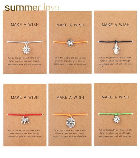

handmade 5 color wax rope braided charm bracelet for women men elephant life of tree friendship love turtle pendant bracelet with 7823759, Golden;silver