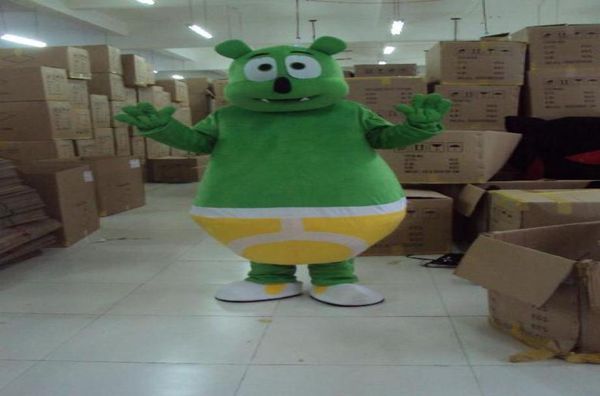 

2018 green gummy bear mascot costume fancy dress 4277379, Red;yellow
