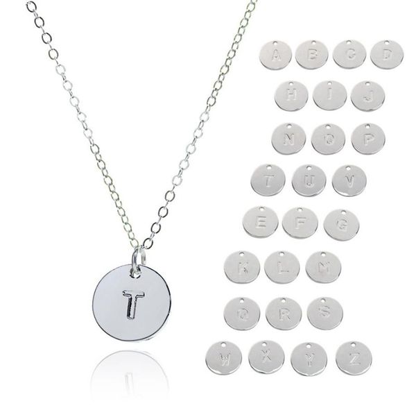 

26 english letters pendant women necklaces gold silver rose gold colors round letter charm necklace fashion jewelry4575699
