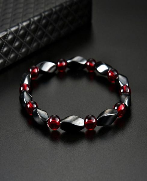 

health magnetic hematite bracelet ed beaded strands wristband bangle cuff for women men power healthy fashion jewelry 1625479757799, Black