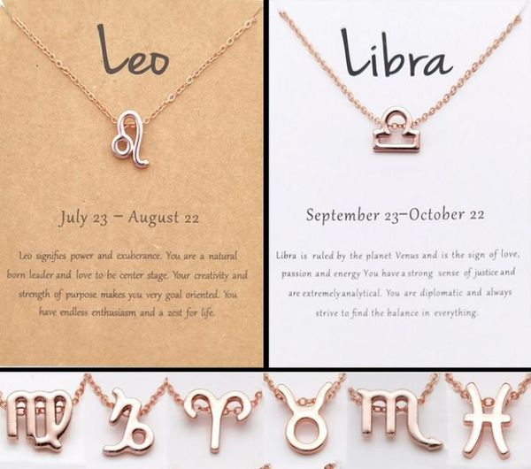 

rose gold constellation necklace zodiac sign horoscope pendant astrology birthday whitebrown gift message card for women2624939, Golden;silver