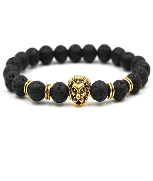 

diffuser jewelry antifatigue lava natural stone lion head charms strands bracelets volcanic rock bracelets prayer beads bracelet 4605642, Black