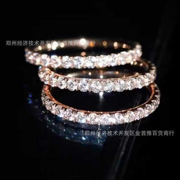 

designer new tiffay 925 sterling silver high carbon full broken diamond row ring for men and women light luxury