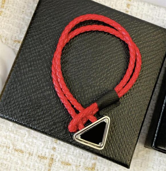 

brand luxury mens women fashion triangle bracelet designer bracelets 2 colors charm jewelry leather rope party5946821, Golden;silver