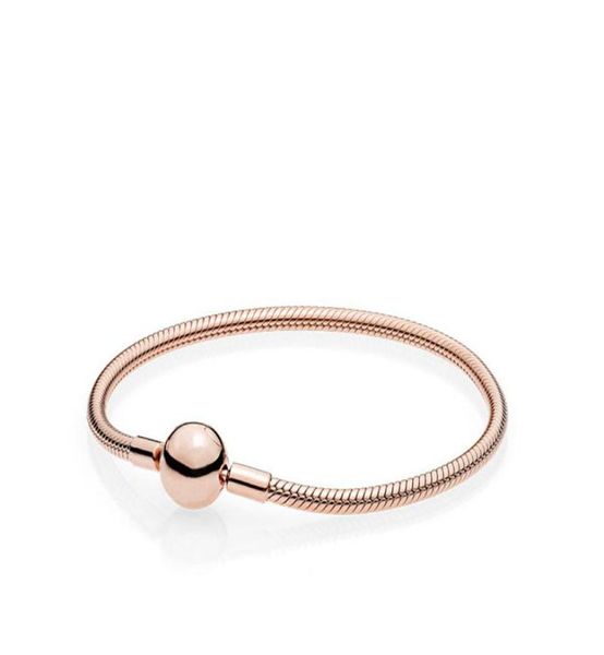 

beautiful women 18k rose gold 3mm chain bracelet fit pandora silver charms european beads bracelet diy c685081473, Black