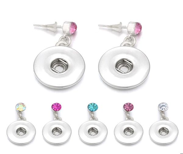 

fashion interchangeable crystal 033 stud earring fit 12mm 18mm snap button earring for women gfit charm jewelry9466753, Silver