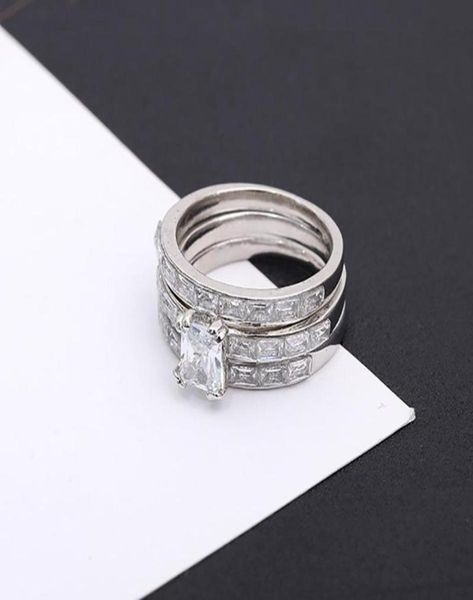 

wedding rings fashion luxury zircon stainless steel lady ring set girl039s charm accessories engagement jewelry 3 piece3189614, Slivery;golden