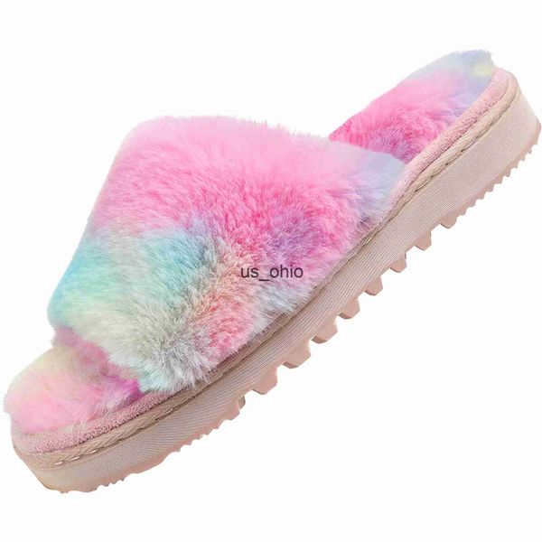 

slippers fluffy open toe slippers for women indoor memory foam comfy fuzzy womens house slippers nonslip soft faux fur slipon j230712, Black