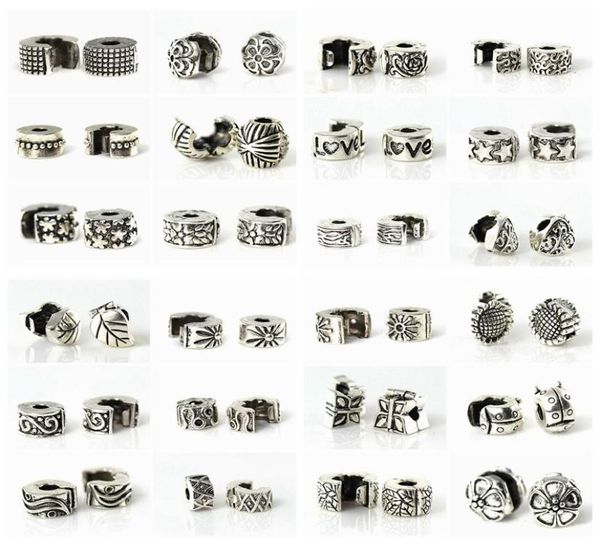 

50pcslot mixed copper base antique silve ser clip charms for jewelry making diy beads for european bracelet whole in bulk6928848, Black
