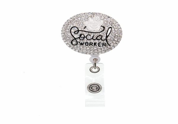 

10pcs crystal social workers retractable id badge holder for gift badge reels5178768, Gray