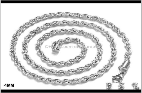 

chains necklaces pendants drop delivery 2021 1624inches arrive 925 sterling sier pretty cute fashion charm 4mm rope chain necklace7257905, Silver